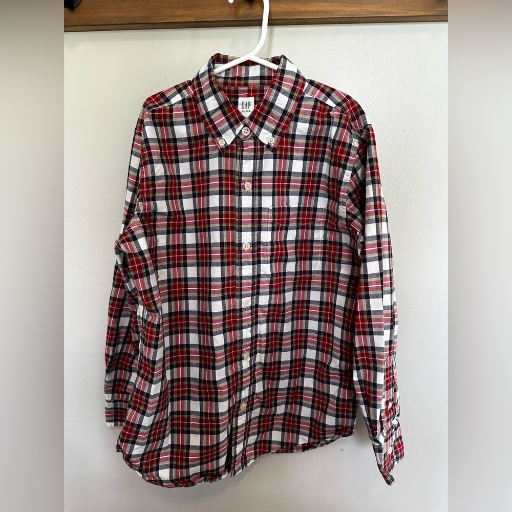 Gap Boys Shirt Plaid Long Sleeve Button Up Size 10